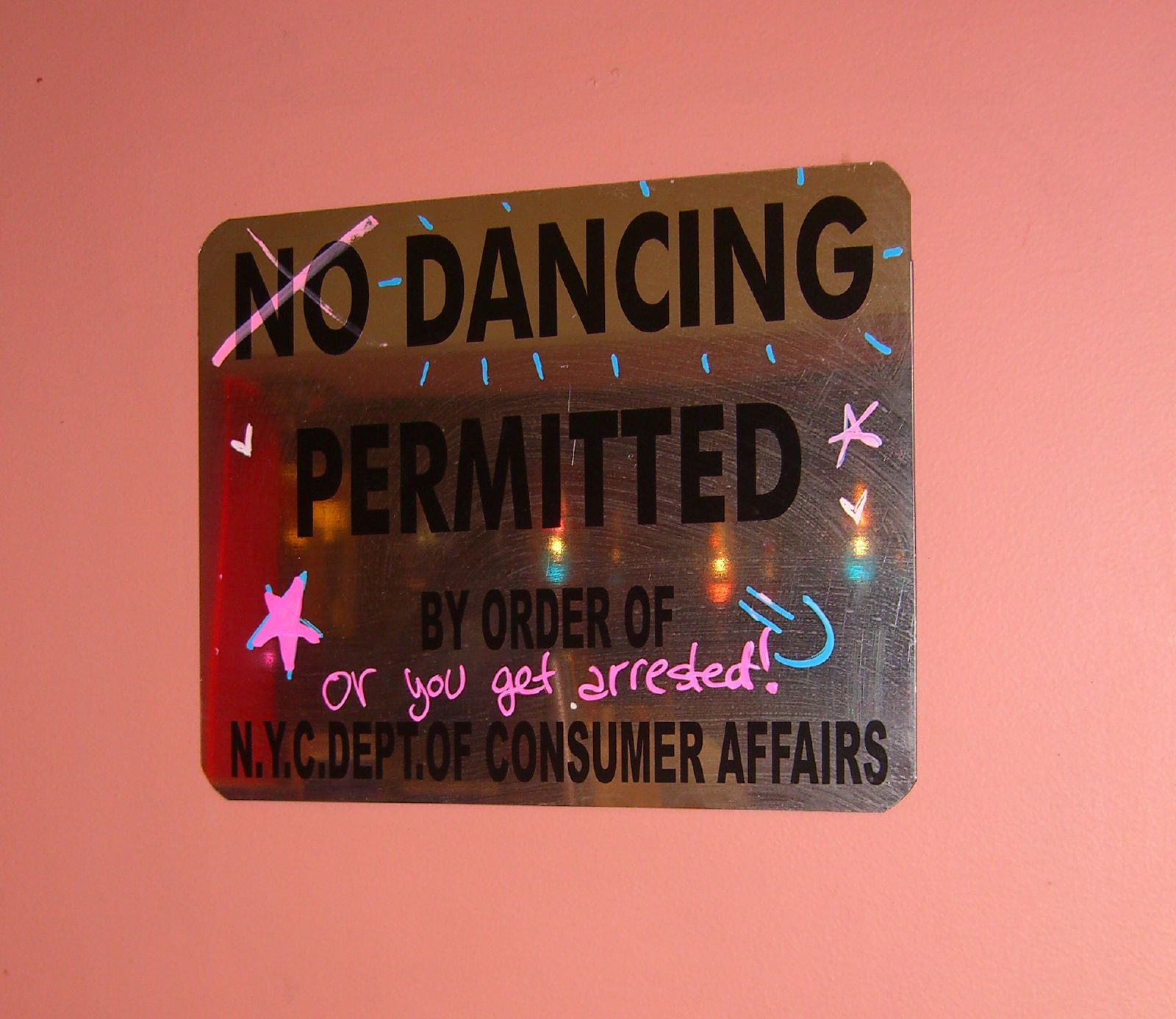 "NO DANCING PERMITTED" by Scott Kidder is licensed under CC BY-NC-ND 2.0 https://www.flickr.com/photos/skidder/30770623/
